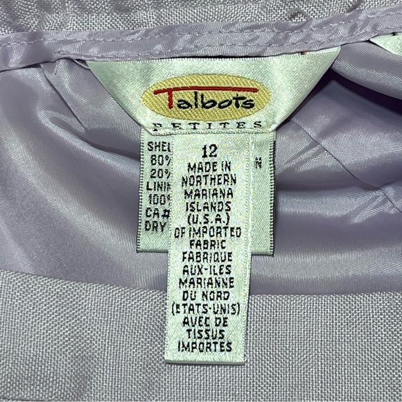 Vintage Talbots Pleated Linen Rayon A Line Skirt Size 12 Purple Lined Front Zip - Picture 7 of 12